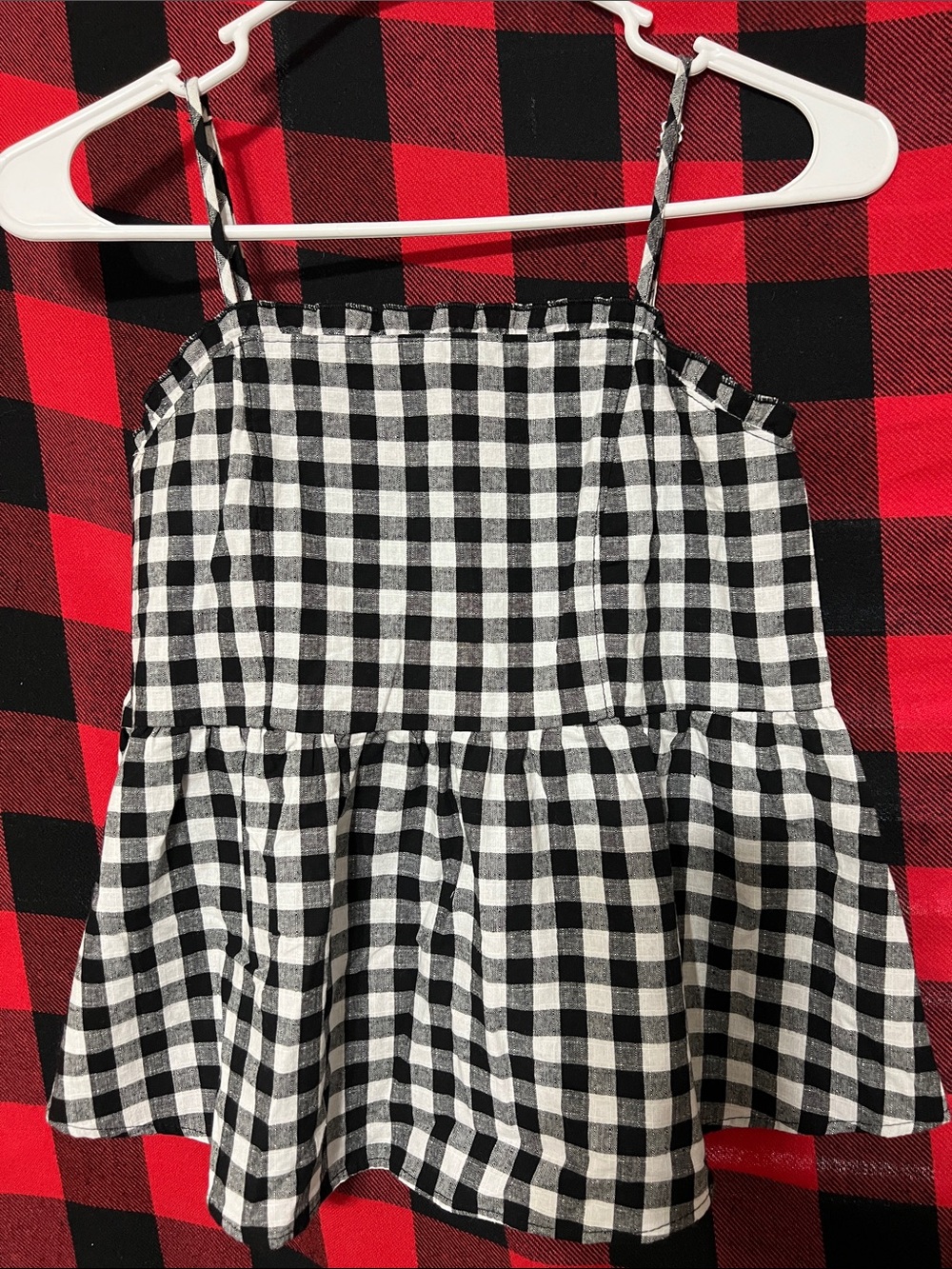 love on a hanger Black and White Gingham Peplum Camisole